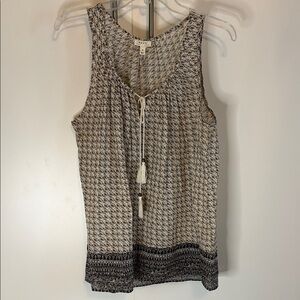 Soft Joie Black and Cream Tie Front Tank Top